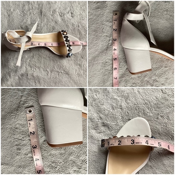 Alexandre Birman Clarita Jeweled Leather Block Heel Wrap Sandals White Bridal - Picture 17 of 17